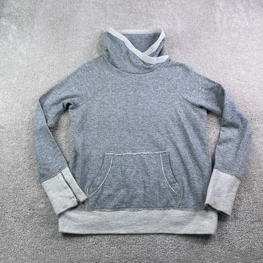 Abercrombie Fitch Sweatshirt Womens Large Blue Cowlâ Neck Pullover Zip Cuffs